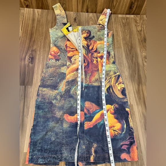 Domallo Vtg. Renaissance Fresco Angelic Romantic Cotton Stretch Bodycon Dress 4 - Picture 13 of 17